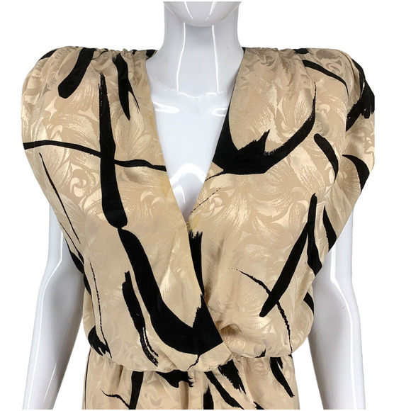 Vintage 1980's Saint Romei Sz 8 100% Silk 2 Pc Set Dress Jacket Abstract Korea - Picture 6 of 11